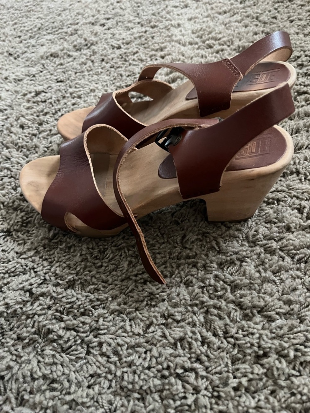Women’s Brown Leather Slingback Wedge Sandals